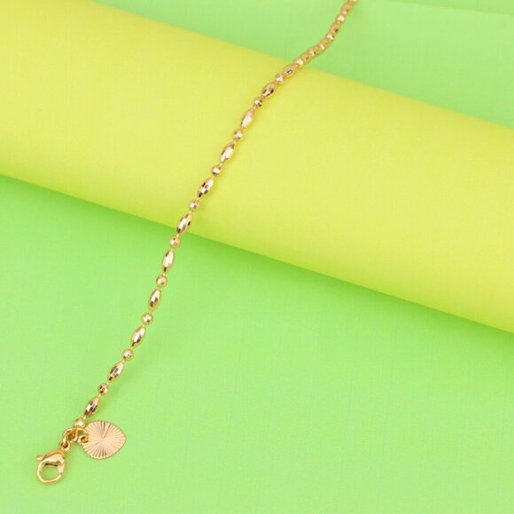 "Beaded Rose Gold Anklet with Shine Charm, XPAL1166 - Picture 6 of 12